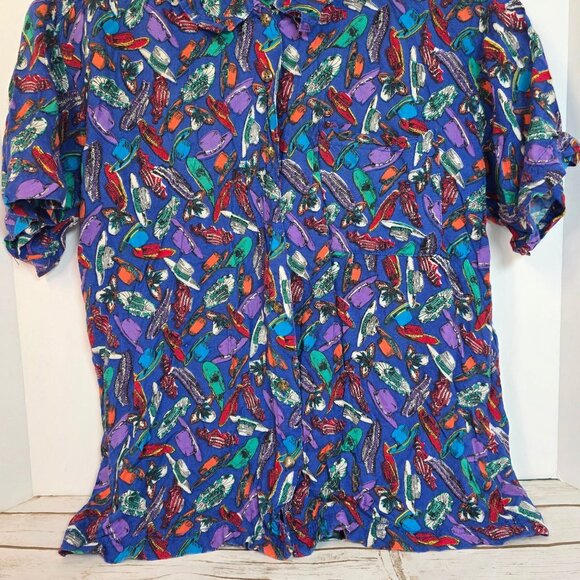 Vintage Bugle Boy Classics Crazy Hat Lady Button-Up Short Sleeve Collared Shirt - Picture 6 of 11